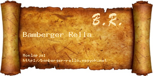 Bamberger Rella névjegykártya